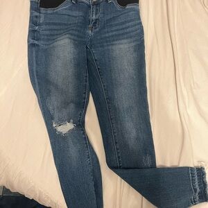 KanCan Dark Blue Skinny Jeans with Knee Distress